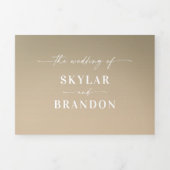 Eenvoudig bosgroen en geel goudhuwelijk drieluik uitnodiging (Cover)