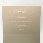 Eenvoudig bosgroen en geel goudhuwelijk drieluik uitnodiging (Binnenzijde eerst)