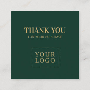 Eenvoudig bosgroen en goud Dank je wel Vierkante Visitekaartje