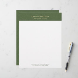 Eenvoudig bosgroen linnen gouden typografie briefhoofd