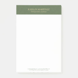 Eenvoudig bosgroen linnen gouden typografie post-it® notes