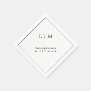 Eenvoudig bosgroen monogram elegante trouw- servet