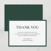 Eenvoudig bosgroen traditioneel sympathiebegrafeni bedankkaart (Voorkant / Achterkant)