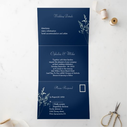 Eenvoudig botanicl, drieledige letterlijke uitnodi drieluik uitnodiging (Binnen)