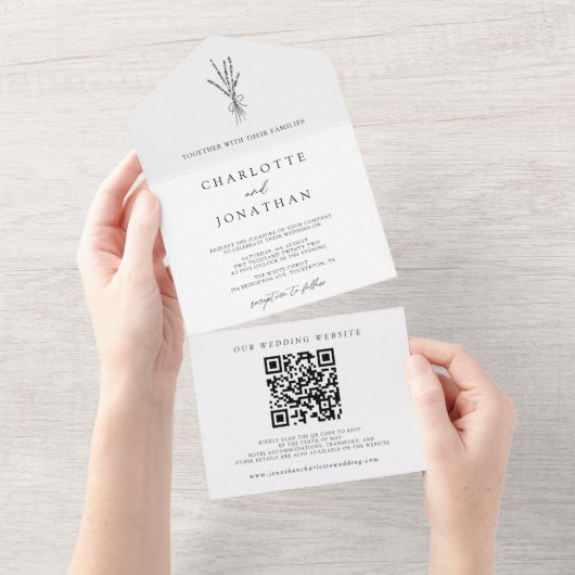 Eenvoudig botanisch alles in één bruiloft all in one uitnodiging (Afscheurbaar)