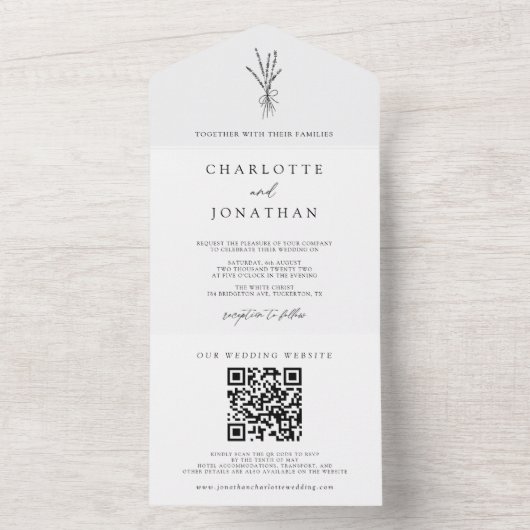 Eenvoudig botanisch alles in één bruiloft all in one uitnodiging (Binnen)