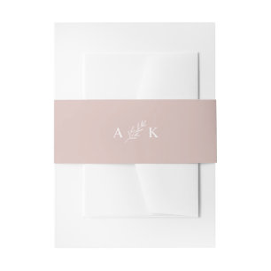 Eenvoudig Botanisch Blad Custom Monogram Roze Wit Uitnodigingen Wikkel