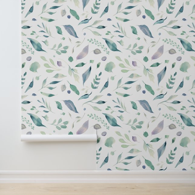 Eenvoudig botanisch bladpatroon behang (Applicatie)