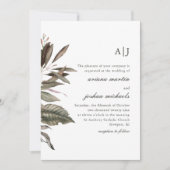 Eenvoudig botanisch boeket met monogrammen Foto Kaart (Voorkant)