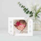 Eenvoudig botanisch Briefkaart voor geboortebekend (Staand voorkant)