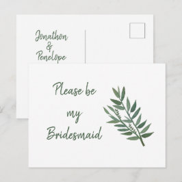Eenvoudig Botanisch Bruidsmeisje Voorstel Briefkaart