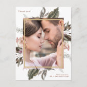 Eenvoudig botanisch één foto-bruiloft Dank je Briefkaart (Voorkant)