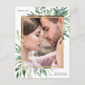 Eenvoudig botanisch één foto-bruiloft Dank je Briefkaart (Voorkant)