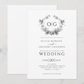 Eenvoudig botanisch elegant monogram kaart (Voorkant / Achterkant)