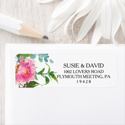 Eenvoudig Botanisch en Bloemen Terugkeeradresetike Etiket (Insitu)