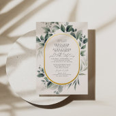 Eenvoudig Botanisch en RSVP QR Code Ivory Wedding  Folie Uitnodiging