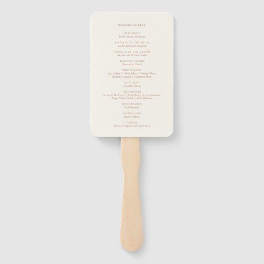 Eenvoudig botanisch gebrand Oranje bruiloft Handwaaier (Achterkant)