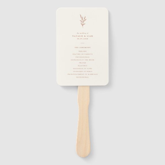 Eenvoudig botanisch gebrand Oranje bruiloft Handwaaier (Voorkant)