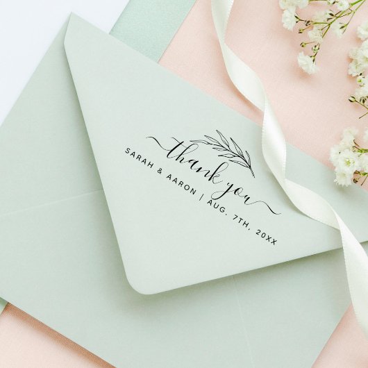 Eenvoudig botanisch Leaves Script Bedankt voor je  Rubberstempel