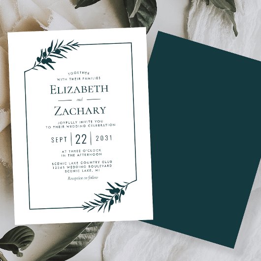 Eenvoudig botanisch Lijst Emerald Green Wedding Kaart