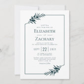 Eenvoudig botanisch Lijst Emerald Green Wedding Kaart (Voorkant)