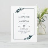 Eenvoudig botanisch Lijst Emerald Green Wedding Kaart (Staand voorkant)