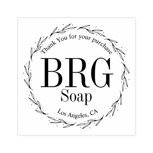 Eenvoudig botanisch monogram Hartelijk dank voor a Rubberstempel (Afrduk)