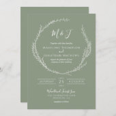 Eenvoudig botanisch platte grijze monogram kaart (Voorkant / Achterkant)