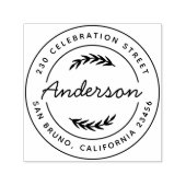 Eenvoudig Botanisch Rond Terugkeeradres Zelfinktende Stempel (Design)