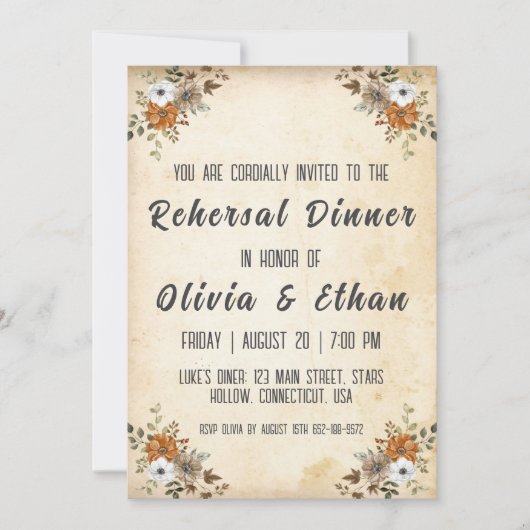 Eenvoudig botanisch rustiek repetitiediner kaart (Voorkant)