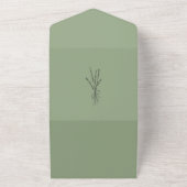 Eenvoudig botanisch Sage Weddenschap All In One Uitnodiging (Buitenkant)