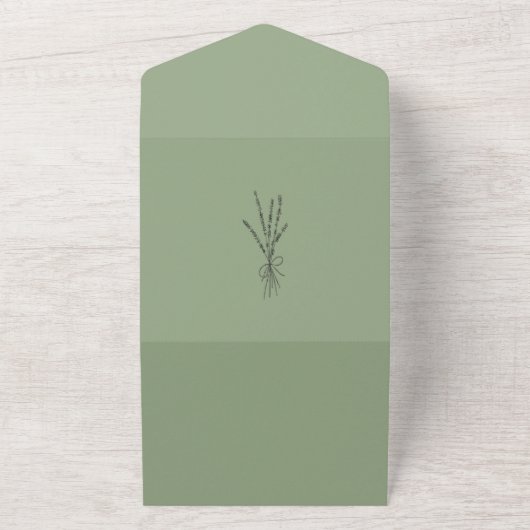 Eenvoudig botanisch Sage Weddenschap All In One Uitnodiging (Buitenkant)