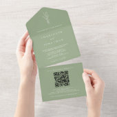 Eenvoudig botanisch Sage Weddenschap All In One Uitnodiging (Afscheurbaar)