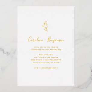 Eenvoudig botanisch schrift Boho bruiloft Elegant Folie Uitnodiging