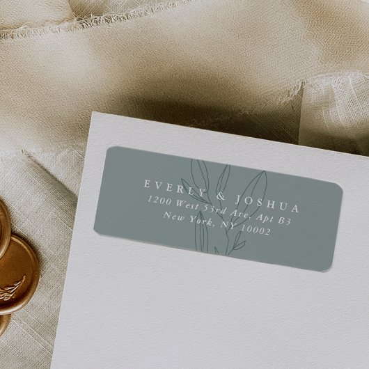 Eenvoudig Botanisch Stem Green Return Address Labe Etiket