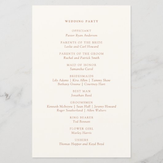 Eenvoudig botanisch verbrand Oranje bruiloft (Achterkant)