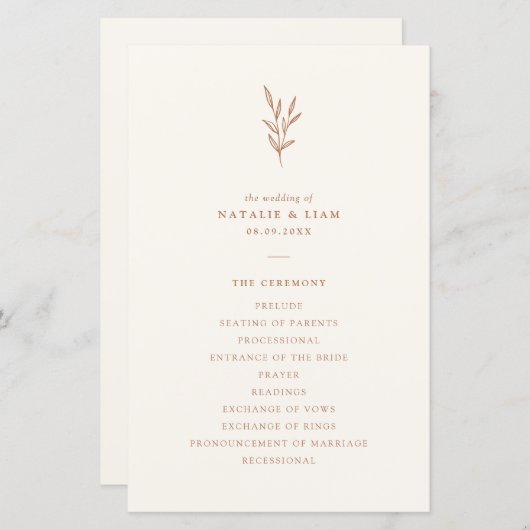 Eenvoudig botanisch verbrand Oranje bruiloft (Voorkant / Achterkant)