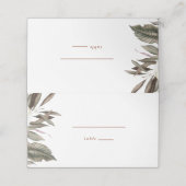 Eenvoudig Botanisch Wedijvernummer Plaatskaartje (Buitenkant ongevouwen)