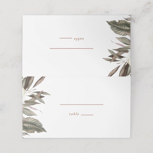 Eenvoudig Botanisch Wedijvernummer Plaatskaartje (Buitenkant ongevouwen)