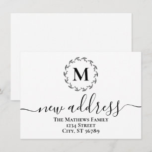 Eenvoudig Botanisch WeesMonogram Nieuw Adres Aankondiging