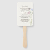 Eenvoudig Botanisch Wildflower Beige Trouwprogramm Handwaaier (Achterkant)