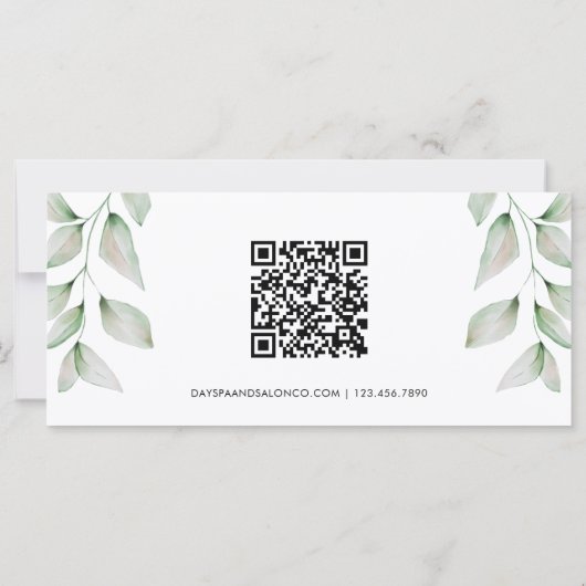 Eenvoudig botanische lederen-cadeaubon (Achterkant)