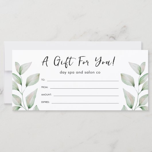 Eenvoudig botanische lederen-cadeaubon (Voorkant)