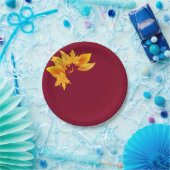 Eenvoudig Bourgogne Goud Herfst Viering Dessert Papieren Bordje (Feest)