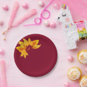 Eenvoudig Bourgogne Goud Herfst Viering Dessert Papieren Bordje (Feest)