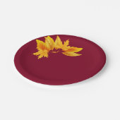 Eenvoudig Bourgogne Goud Herfst Viering Dessert Papieren Bordje (Gekanteld)