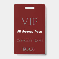 Eenvoudig Bourgogne VIP All Access Pass Concern Ba