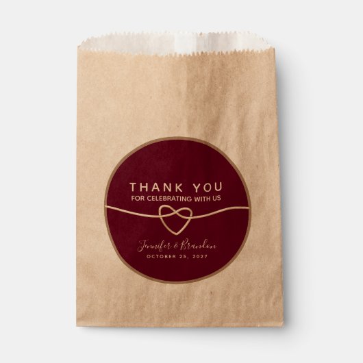 Eenvoudig Bourgogne Weddenschap Bedankzakje (Voorkant)
