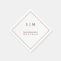 Eenvoudig Bourgondië Monogram Elegante Trouwfeest