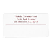 Eenvoudig Bourgondisch Modern Etiket (Voorkant)